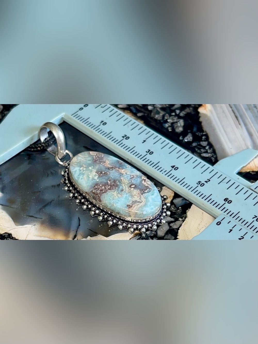 Caribbean DR Larimar Crystal Pendant 2” - Picture 10 of 11